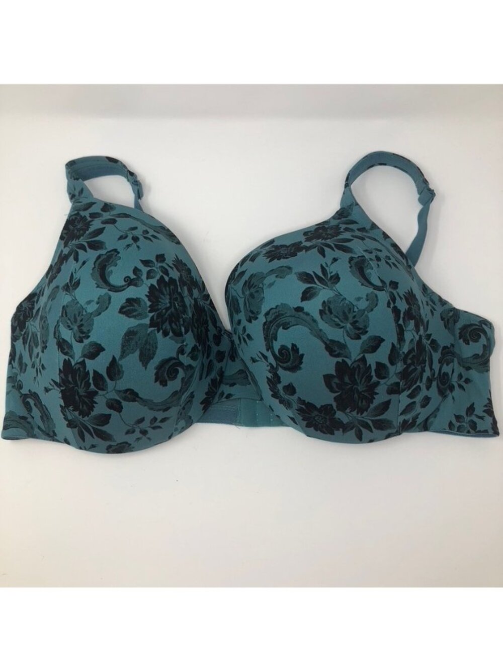 Cacique Lightly Lined Full Coverage Bra Size 46DDD Blue Floral